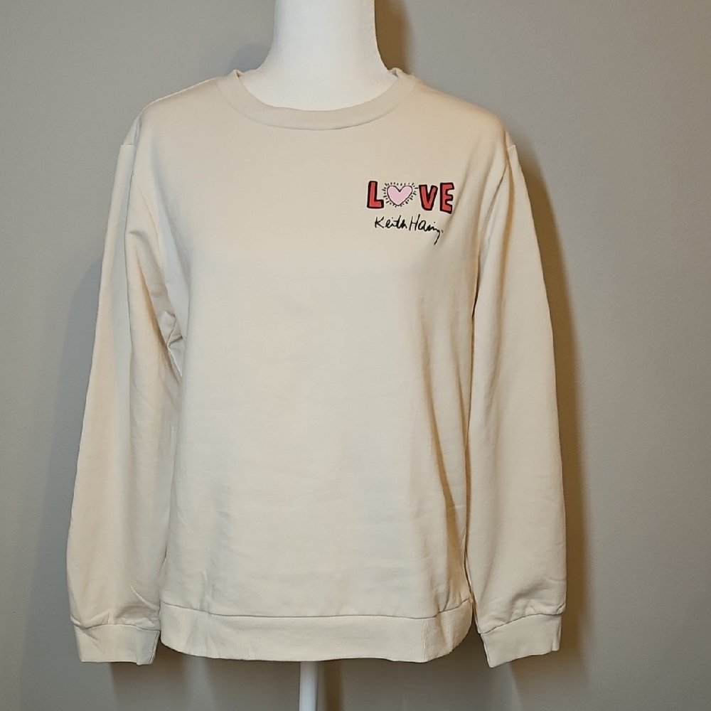 Keith Haring Cream Sweatshirt for Women Size Medium
